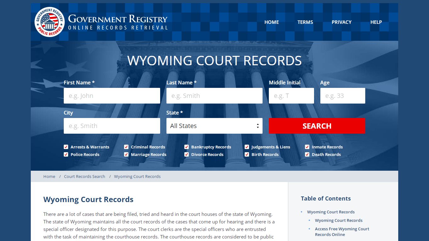 Access Wyoming Court Records Online - GovernmentRegistry.Org
