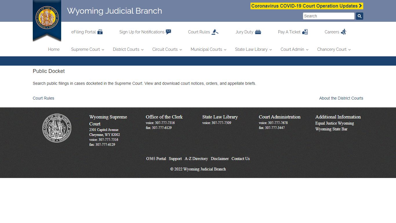 Public Docket – Wyoming Judicial Branch - courts.state.wy.us